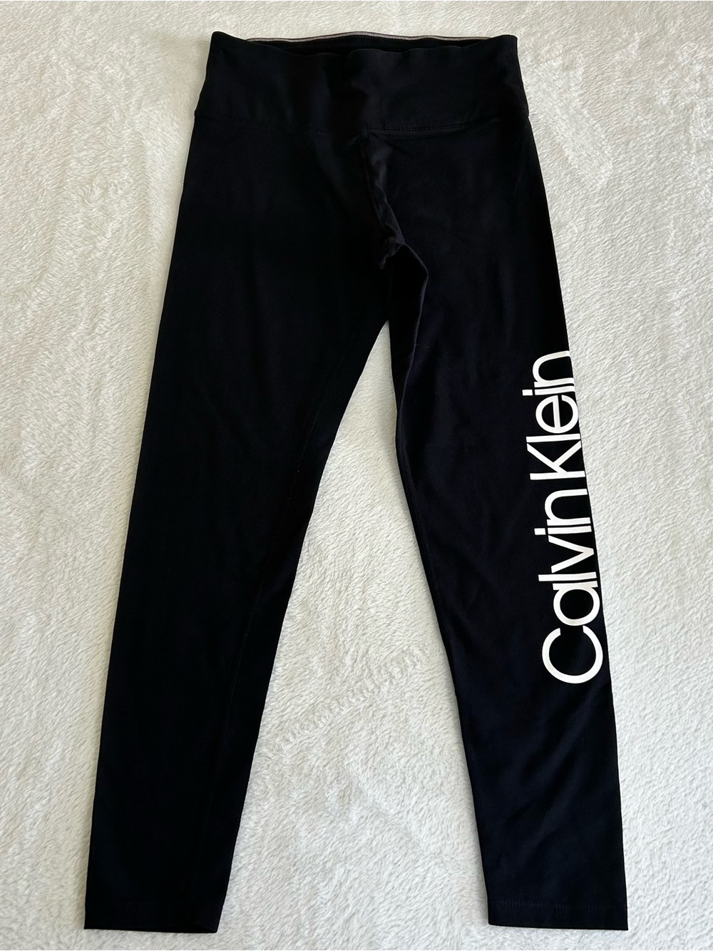 Calvin Klein Black Leggings with White Side Logo